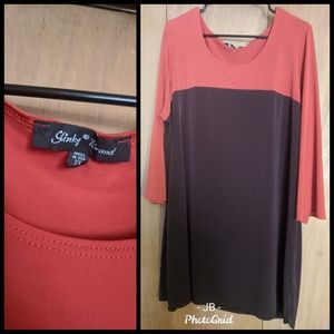 Burnt orange and brown plus size dress